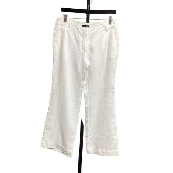 Willi Smith White Wide Leg Crop Linen Pants Size 4 - Picture 1 of 5